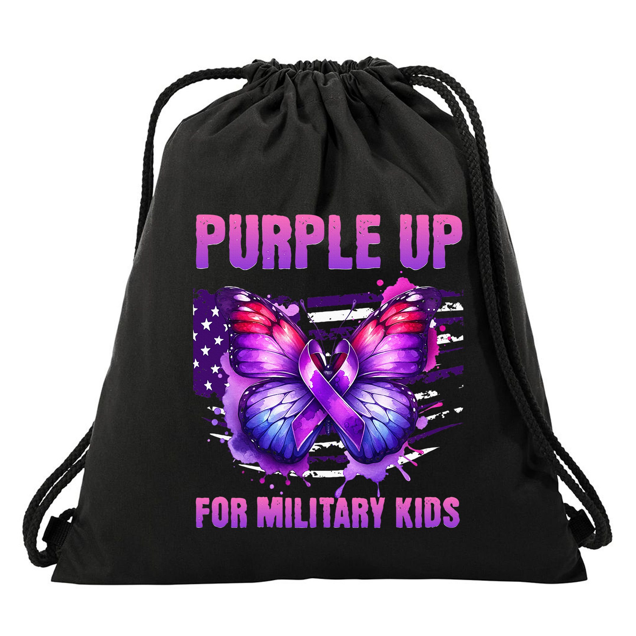 Purple Up For Military Military Child Month Drawstring Bag