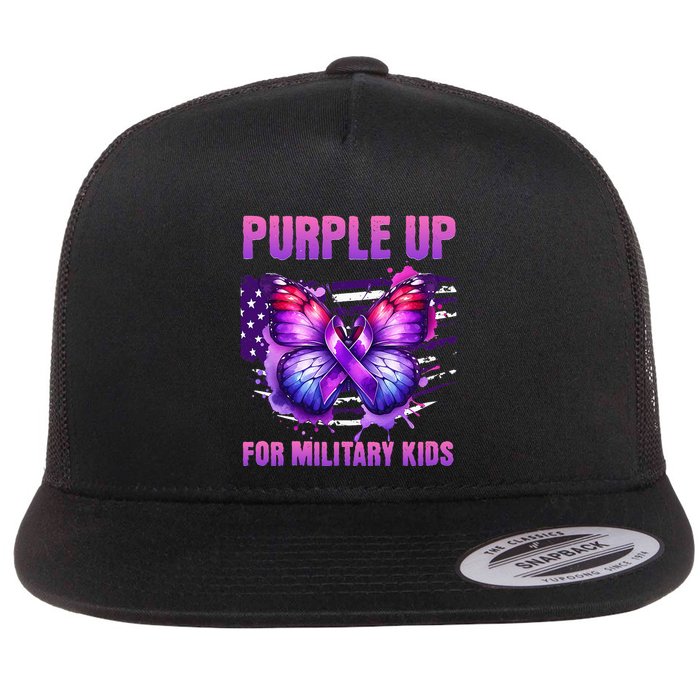 Purple Up For Military Military Child Month Flat Bill Trucker Hat