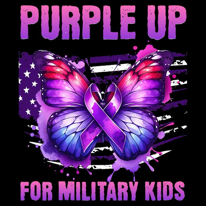 Purple Up For Military Military Child Month Flat Bill Trucker Hat