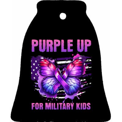 Purple Up For Military Military Child Month Ceramic Bell Ornament