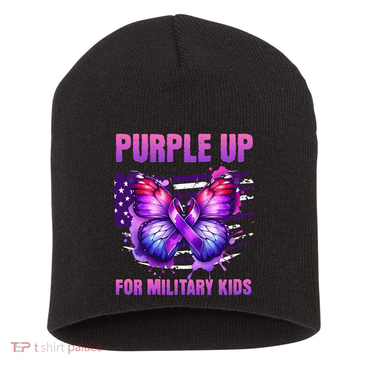Purple Up For Military Military Child Month Short Acrylic Beanie