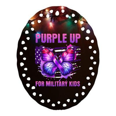 Purple Up For Military Military Child Month Ceramic Oval Ornament