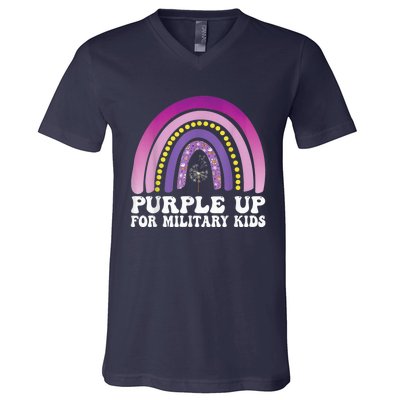 purple up for military Kid month of the military child V-Neck T-Shirt