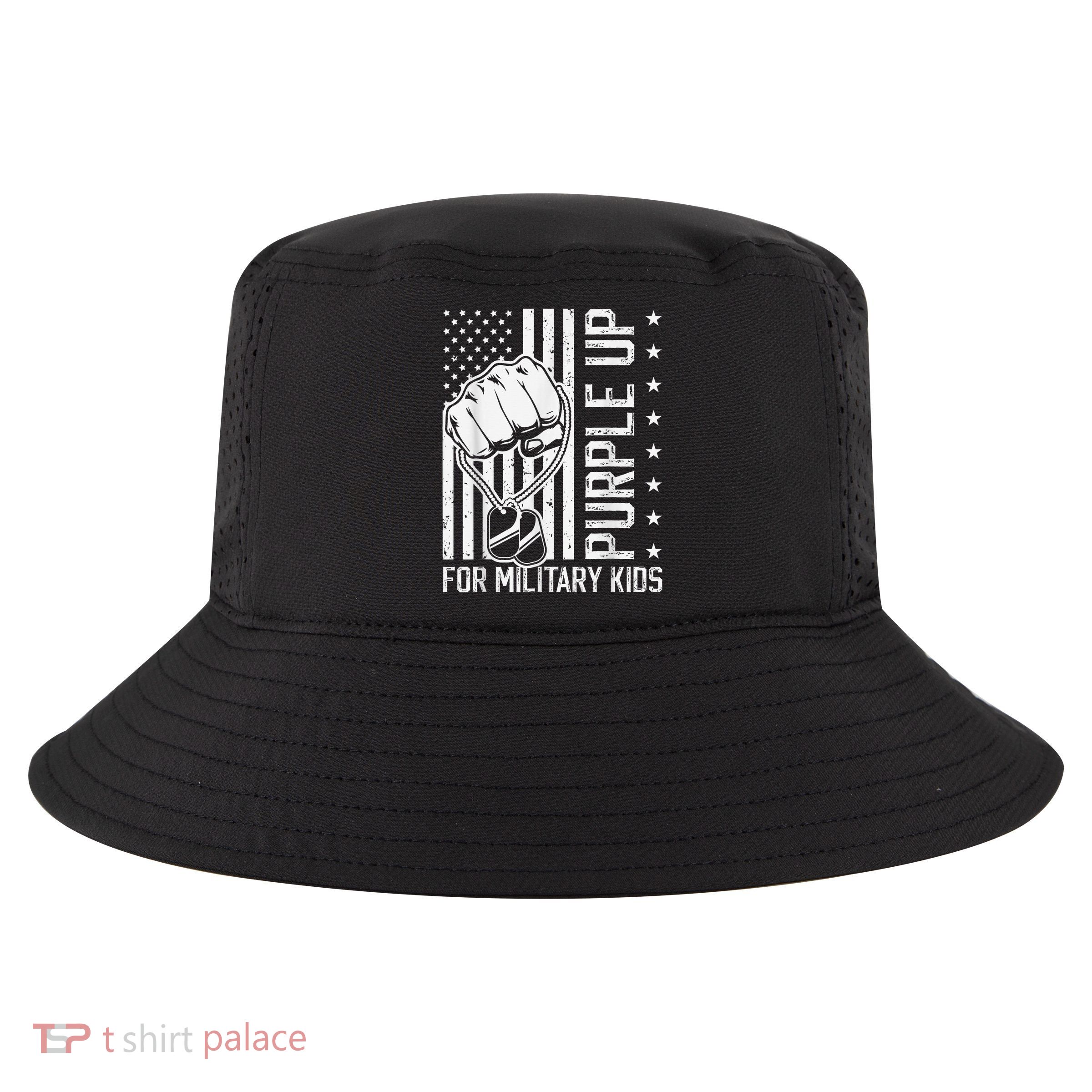 Purple Up For Military Kid Shirt Military Child Month Cool Comfort Performance Bucket Hat