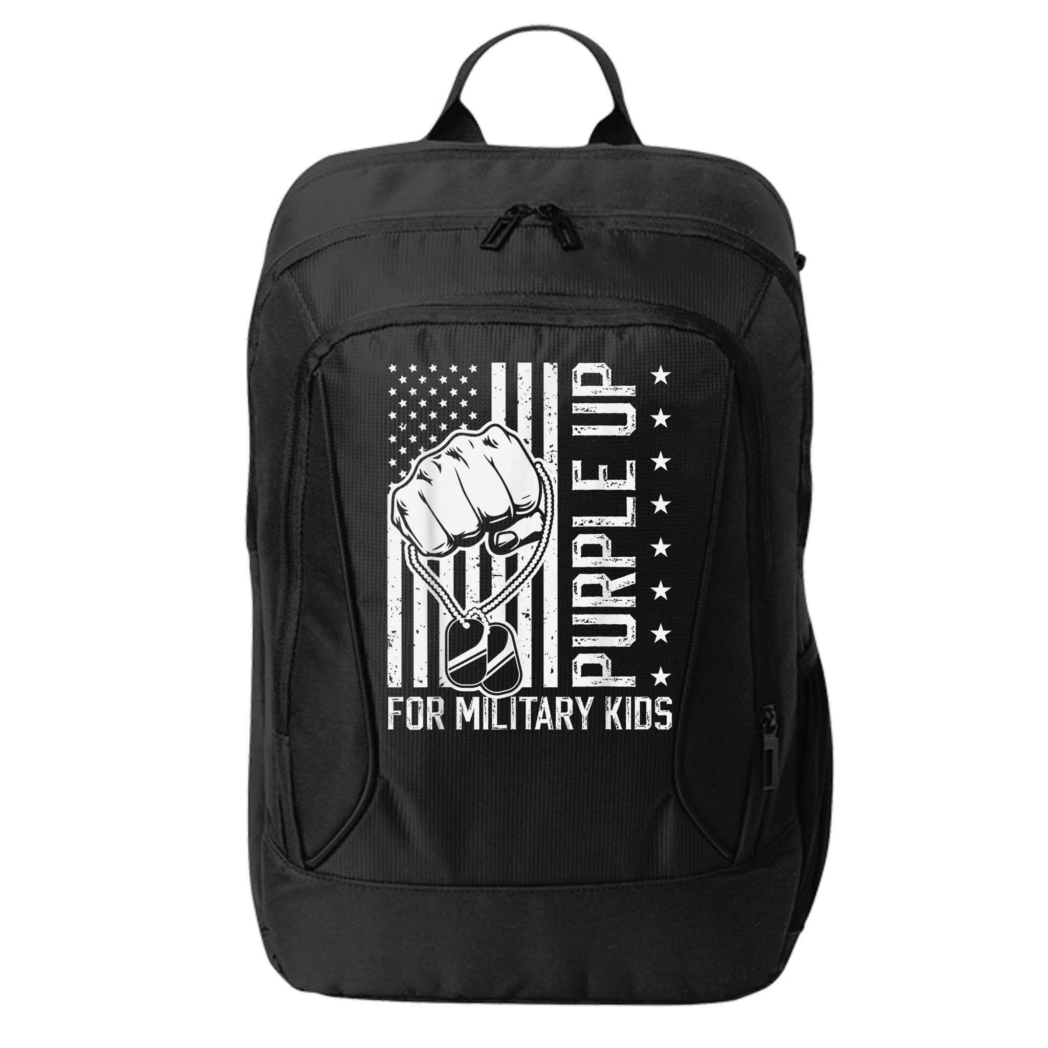 Purple Up For Military Kid Shirt Military Child Month City Backpack