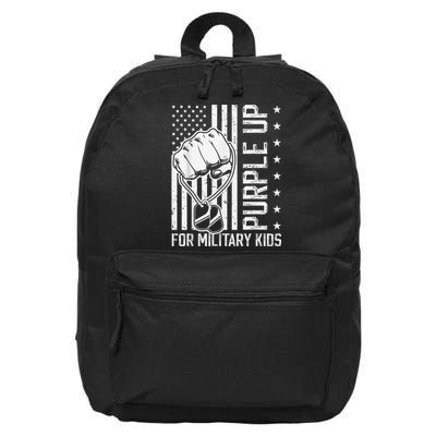 Purple Up For Military Kid Shirt Military Child Month 16 in Basic Backpack
