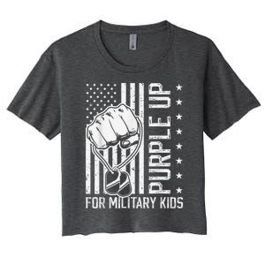 Purple Up For Military Kid Shirt Military Child Month Women's Crop Top Tee