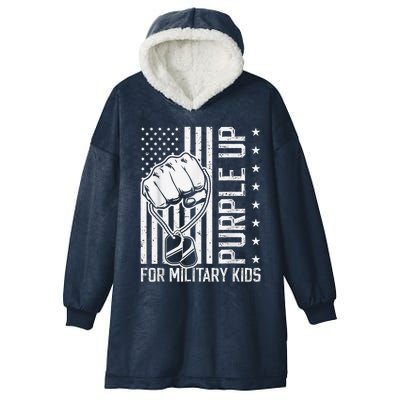 Purple Up For Military Kid Shirt Military Child Month Hooded Wearable Blanket