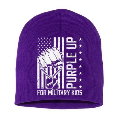 Purple Up For Military Kid Shirt Military Child Month Short Acrylic Beanie