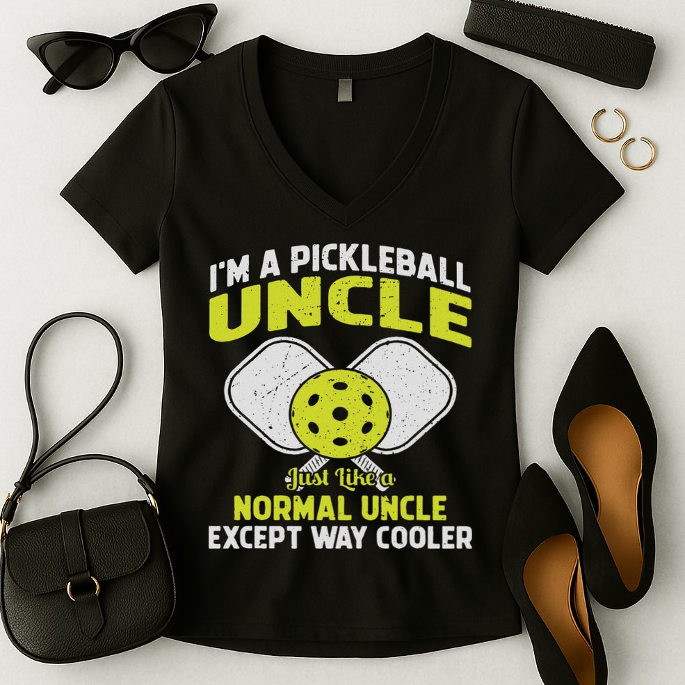 Pickleball Uncle Funny Pickleball Player Gift For Him Women's V-Neck T-Shirt