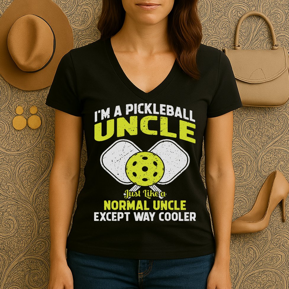 Pickleball Uncle Funny Pickleball Player Gift For Him Women's V-Neck T-Shirt