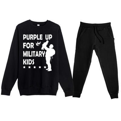 Purple Up For Military Kids Veteran Of US Army Premium Crewneck Sweatsuit Set