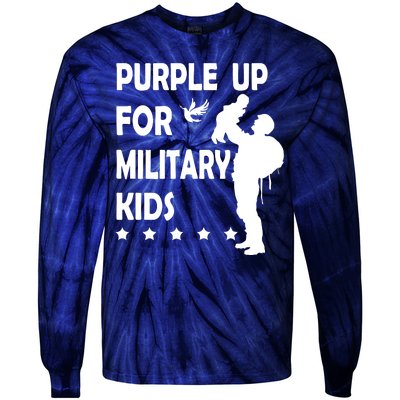 Purple Up For Military Kids Veteran Of US Army Tie-Dye Long Sleeve Shirt