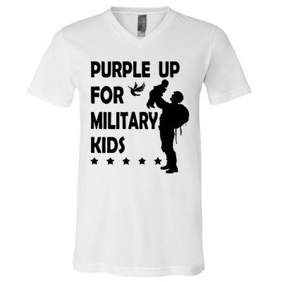 Purple Up For Military Kids Veteran Of US Army V-Neck T-Shirt