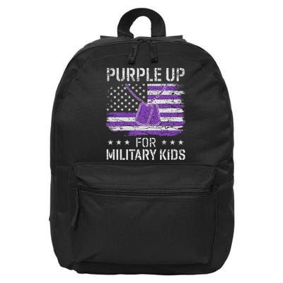 Purple Up For Military K.ids Flag Military Child Month 16 in Basic Backpack