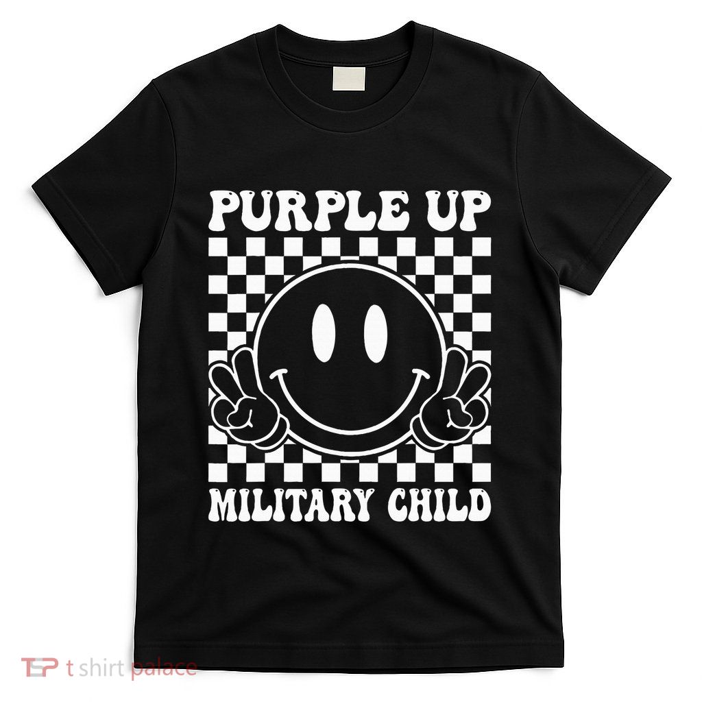 Purple Up For Military Groovy Military Child Month T-Shirt