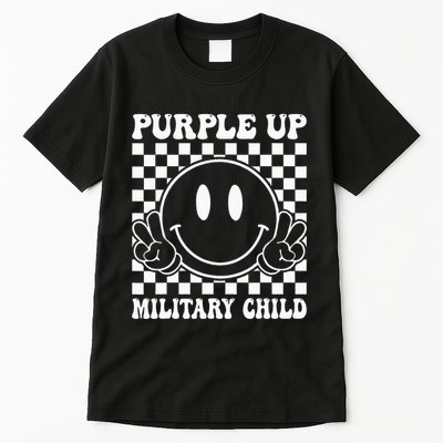 Purple Up For Military Groovy Military Child Month Tall T-Shirt