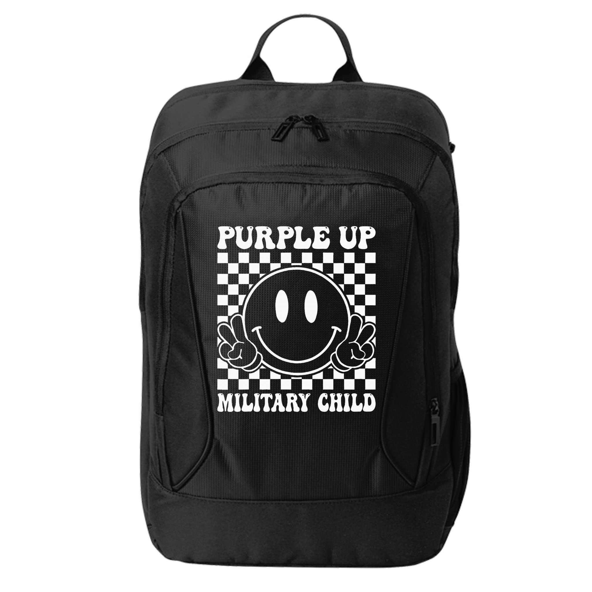 Purple Up For Military Groovy Military Child Month City Backpack