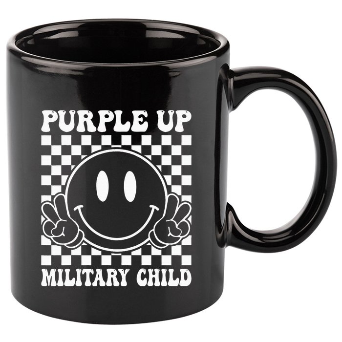 Purple Up For Military Groovy Military Child Month 11oz C Handle Ceramic Mug