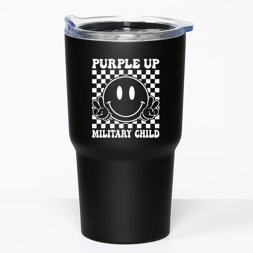 Purple Up For Military Groovy Military Child Month Tumbler