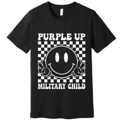 Purple Up For Military Groovy Military Child Month Premium T-Shirt