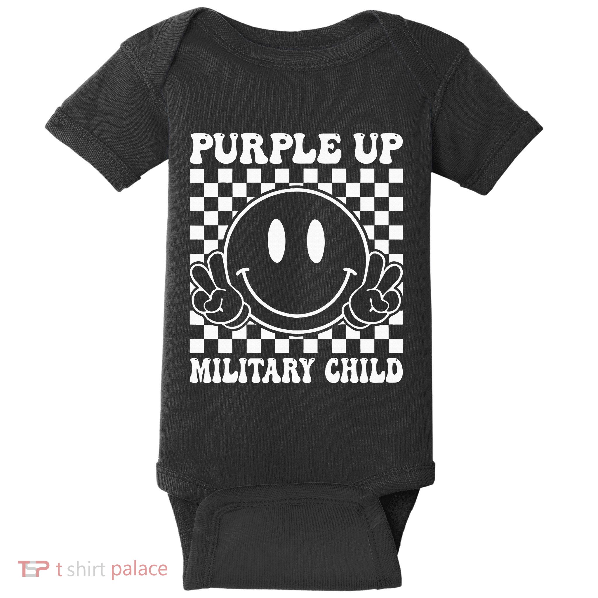 Purple Up For Military Groovy Military Child Month Baby Bodysuit