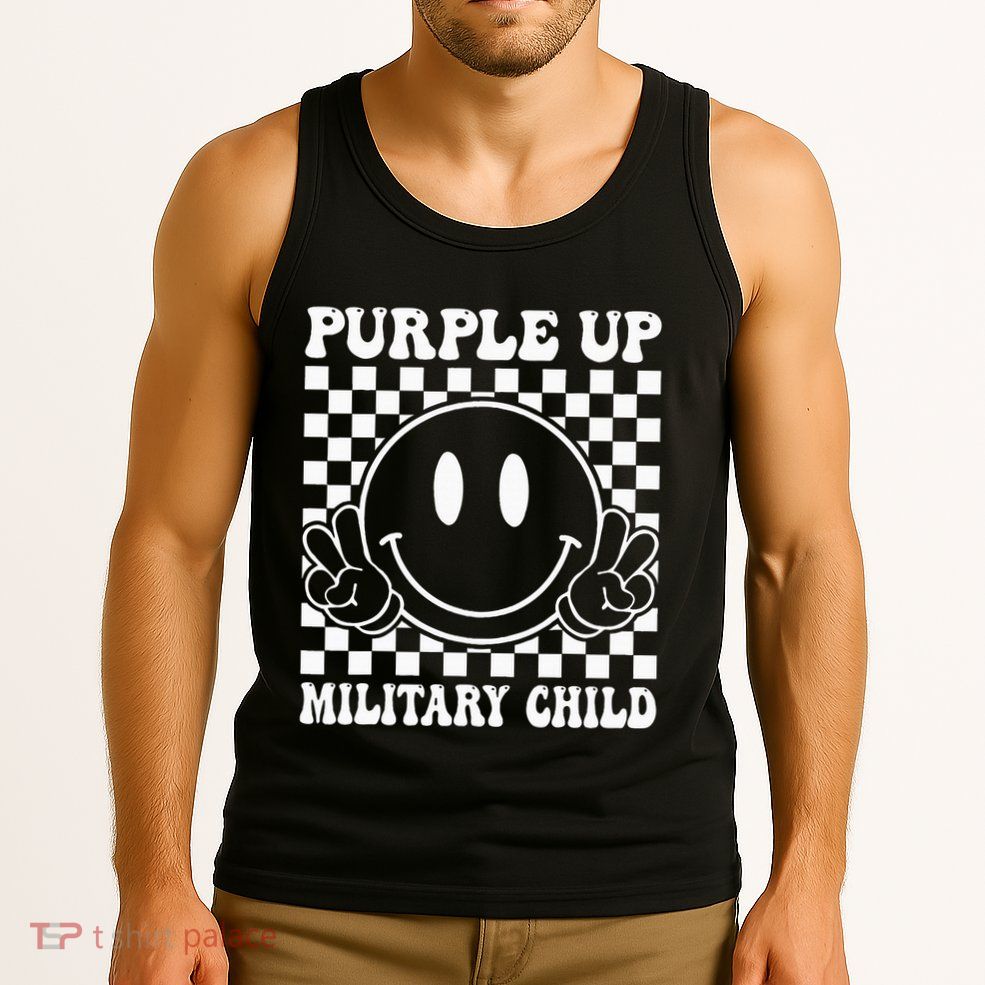 Purple Up For Military Groovy Military Child Month Tank Top
