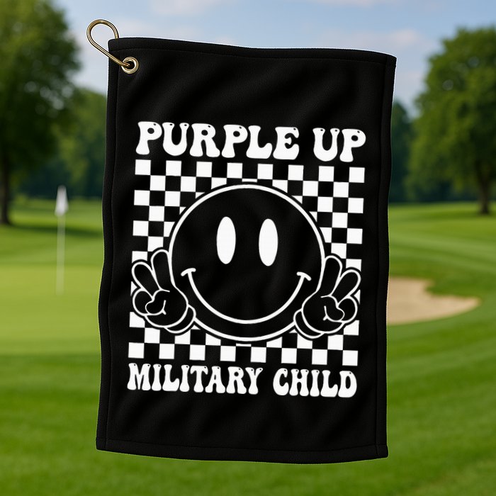 Purple Up For Military Groovy Military Child Month Golf Towel
