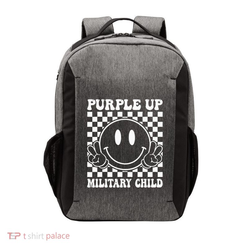 Purple Up For Military Groovy Military Child Month Vector Backpack