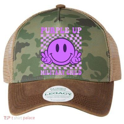 Purple Up For Military Military Child Smile Face  Legacy Tie Dye Trucker Hat