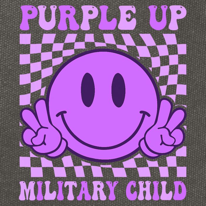 Purple Up For Military Military Child Smile Face  Cotton Canvas Backpack
