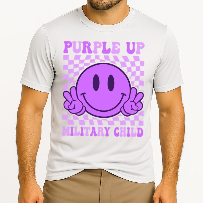 Purple Up For Military Military Child Smile Face  Cooling Performance Crew T-Shirt