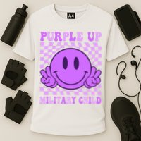 Purple Up For Military Military Child Smile Face  Cooling Performance Crew T-Shirt
