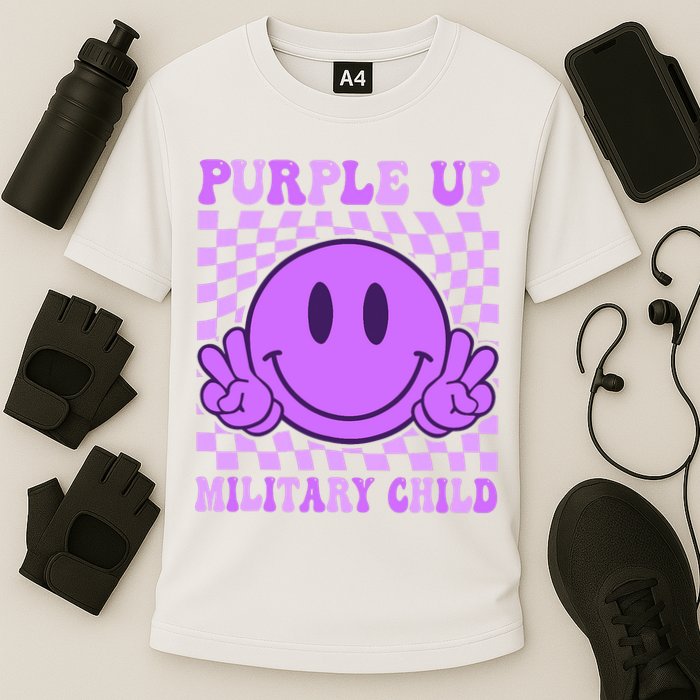 Purple Up For Military Military Child Smile Face  Cooling Performance Crew T-Shirt