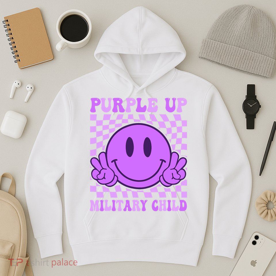 Purple Up For Military Military Child Smile Face  Hoodie