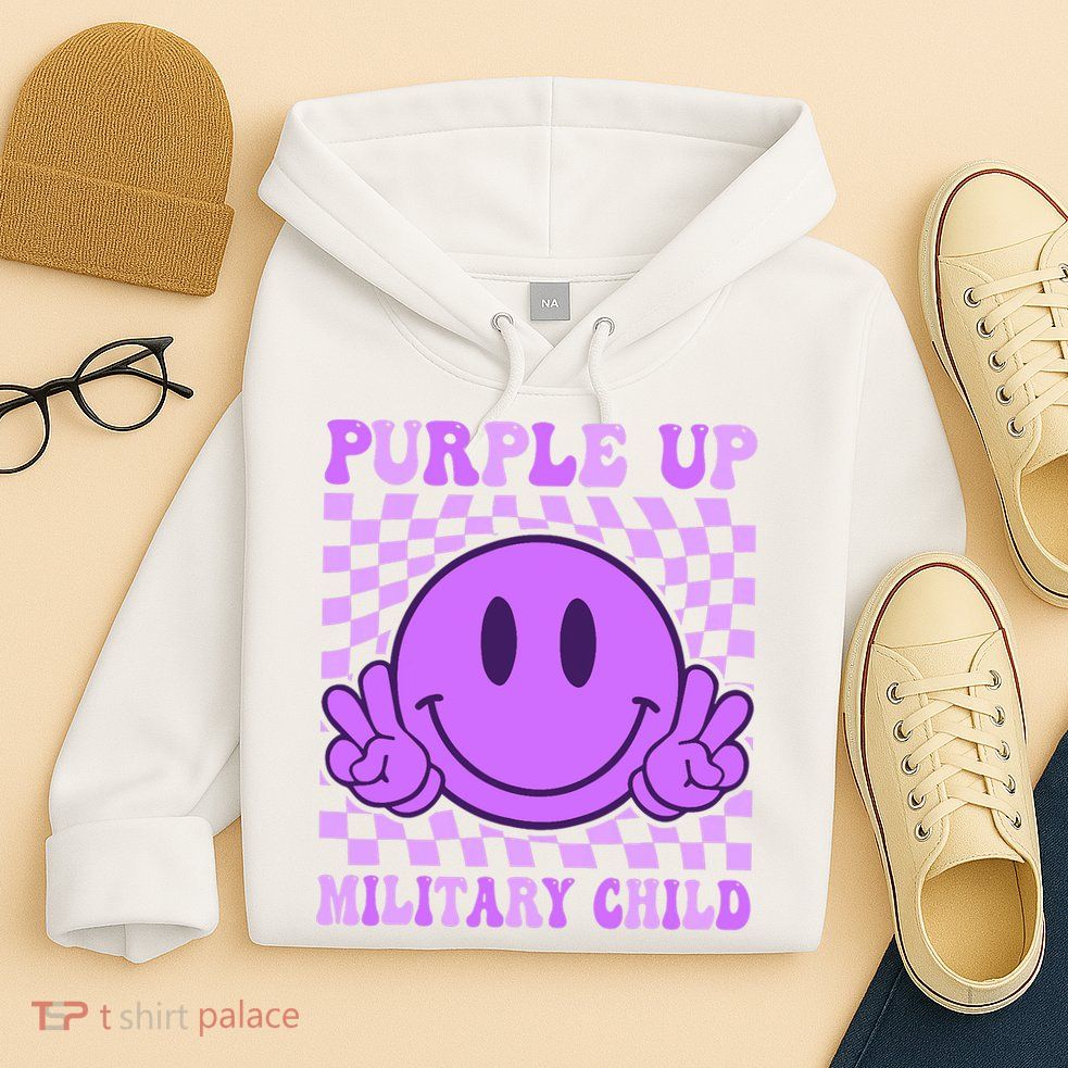 Purple Up For Military Military Child Smile Face  Hoodie