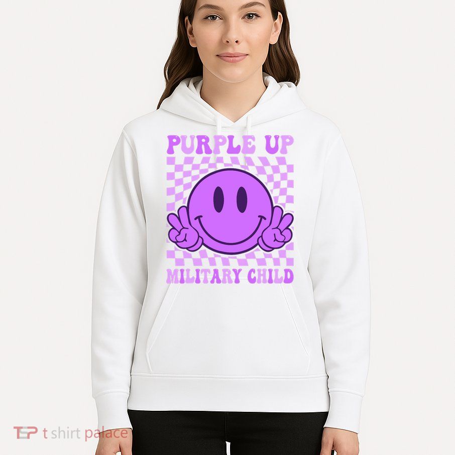 Purple Up For Military Military Child Smile Face  Hoodie