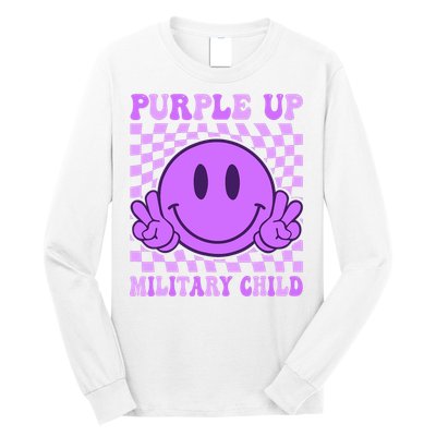 Purple Up For Military Military Child Smile Face  Long Sleeve Shirt