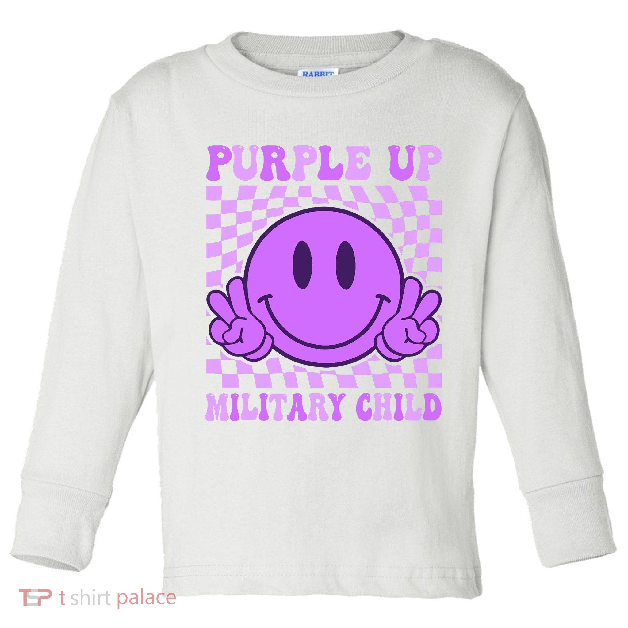Purple Up For Military Military Child Smile Face  Toddler Long Sleeve Shirt