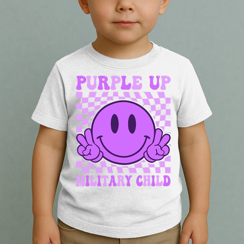 Purple Up For Military Military Child Smile Face  Toddler T-Shirt