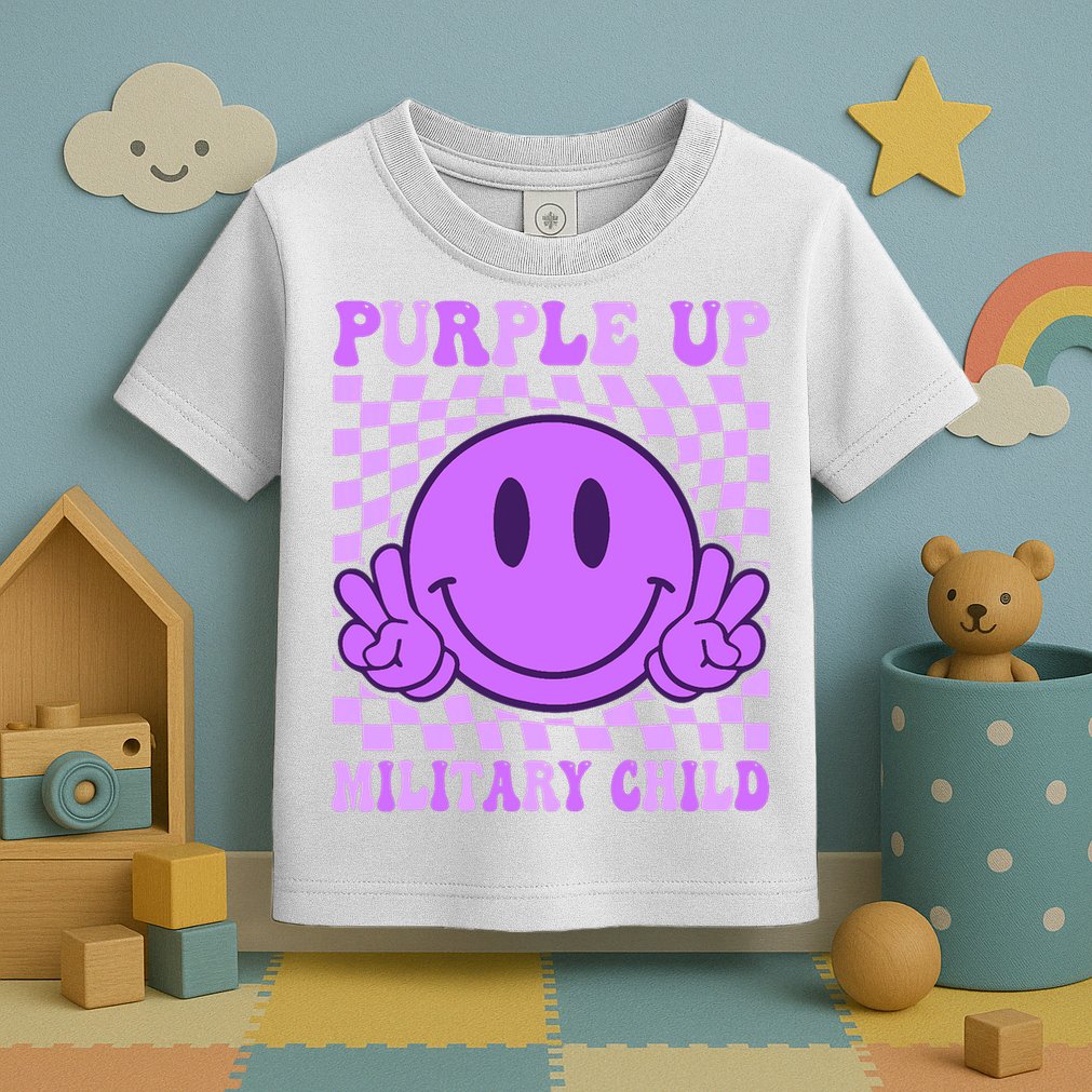 Purple Up For Military Military Child Smile Face  Toddler T-Shirt