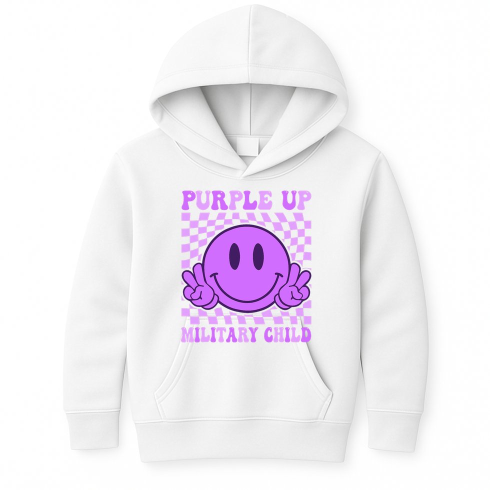 Purple Up For Military Military Child Smile Face  Kids Hoodie