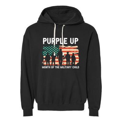 Purple Up For Military Kid Military Child Month US Flag Garment-Dyed Fleece Hoodie