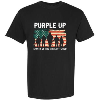 Purple Up For Military Kid Military Child Month US Flag Garment-Dyed Heavyweight T-Shirt