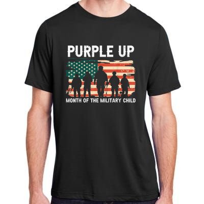 Purple Up For Military Kid Military Child Month US Flag Adult ChromaSoft Performance T-Shirt