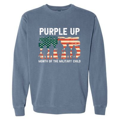 Purple Up For Military Kid Military Child Month US Flag Garment-Dyed Sweatshirt