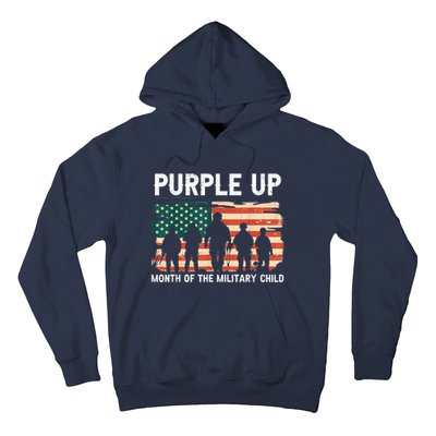 Purple Up For Military Kid Military Child Month US Flag Hoodie