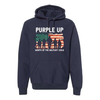 Purple Up For Military Kid Military Child Month US Flag Premium Hoodie