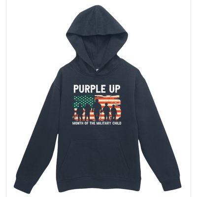 Purple Up For Military Kid Military Child Month US Flag Urban Pullover Hoodie