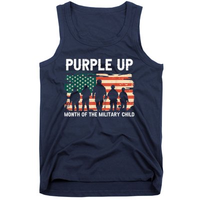 Purple Up For Military Kid Military Child Month US Flag Tank Top